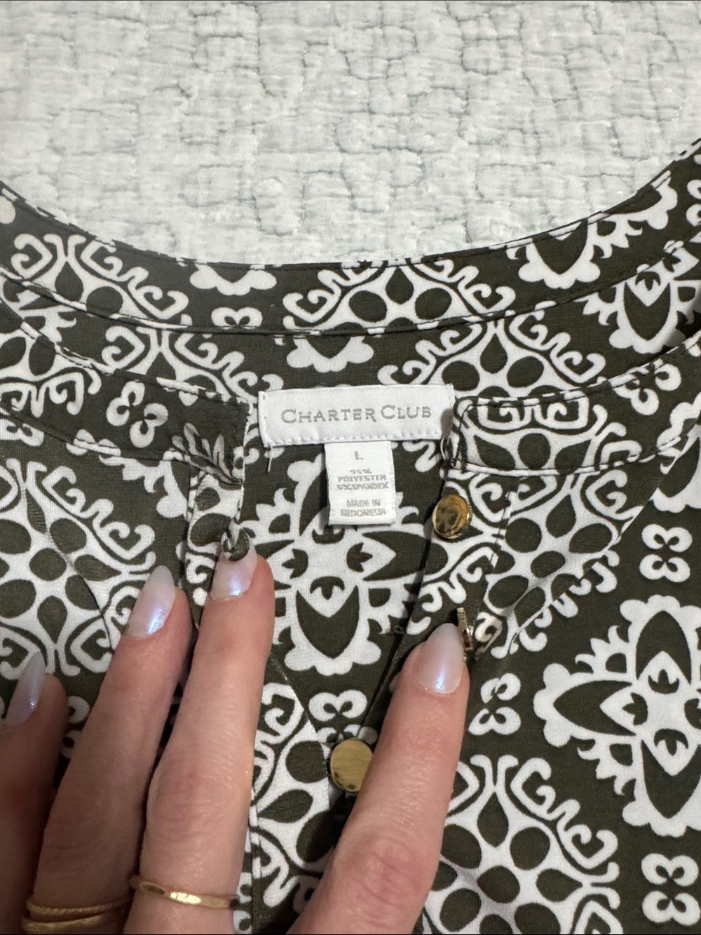 Sleeveless Green & White Patterned Tunic Top - Picture 2 of 4